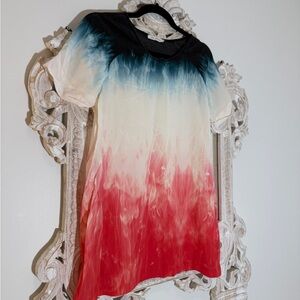 Short sleeved tie-dye silk top